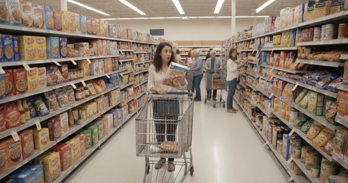 Bir Amerikan süpermarketinde alışveriş yapan kişi